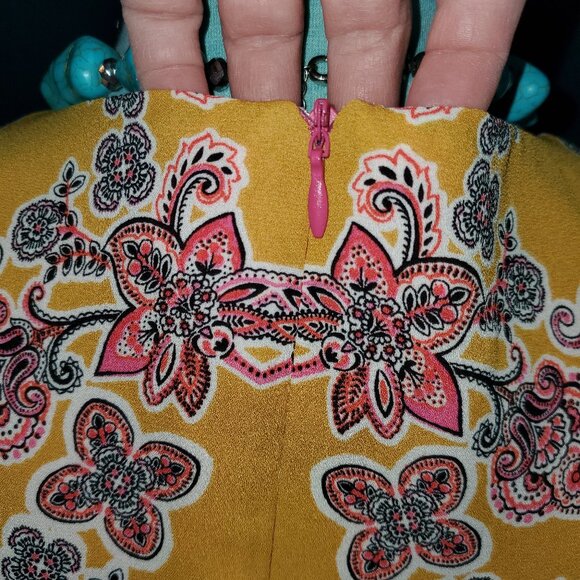 Rose & Olive Orange & Pink Floral Sheer Blouse - M - Picture 5 of 7